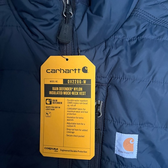 Carhart rain defender vest,women’s size large, navy, NWT, company logo removed - Picture 3 of 12